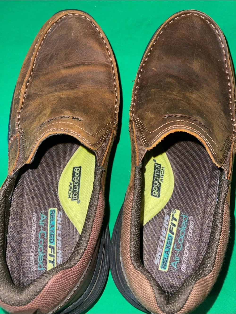 Skechers Men's Brown Leather Slip-On Loafers